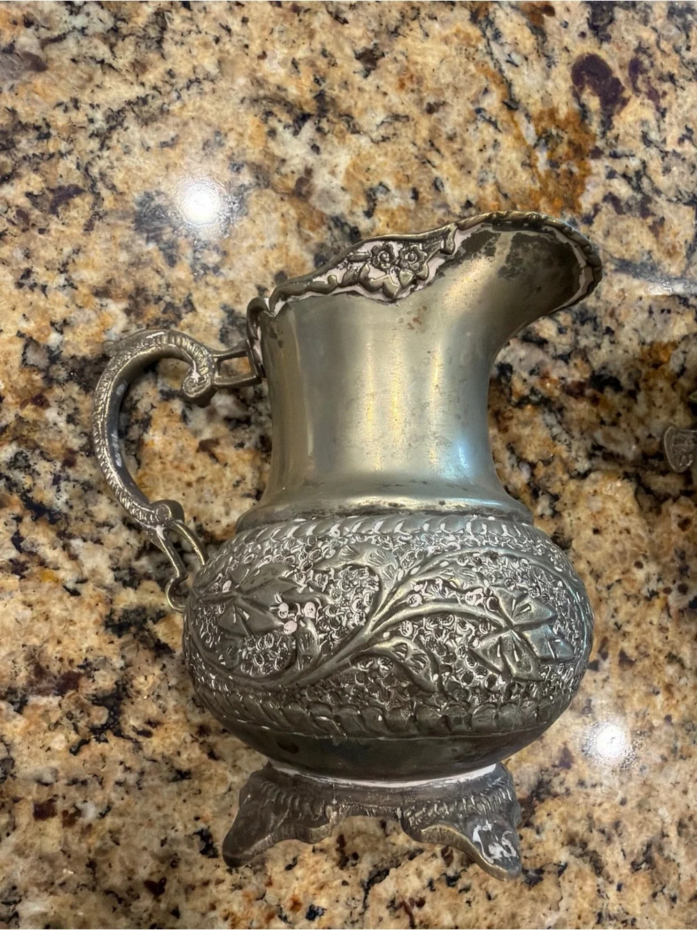Vintage Ornate Silver-Plated footed creamer pitcher